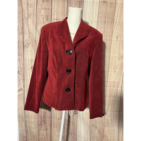 Perceptions Vintage Red Blazer Womens Size 12 Button Up - Picture 2 of 8